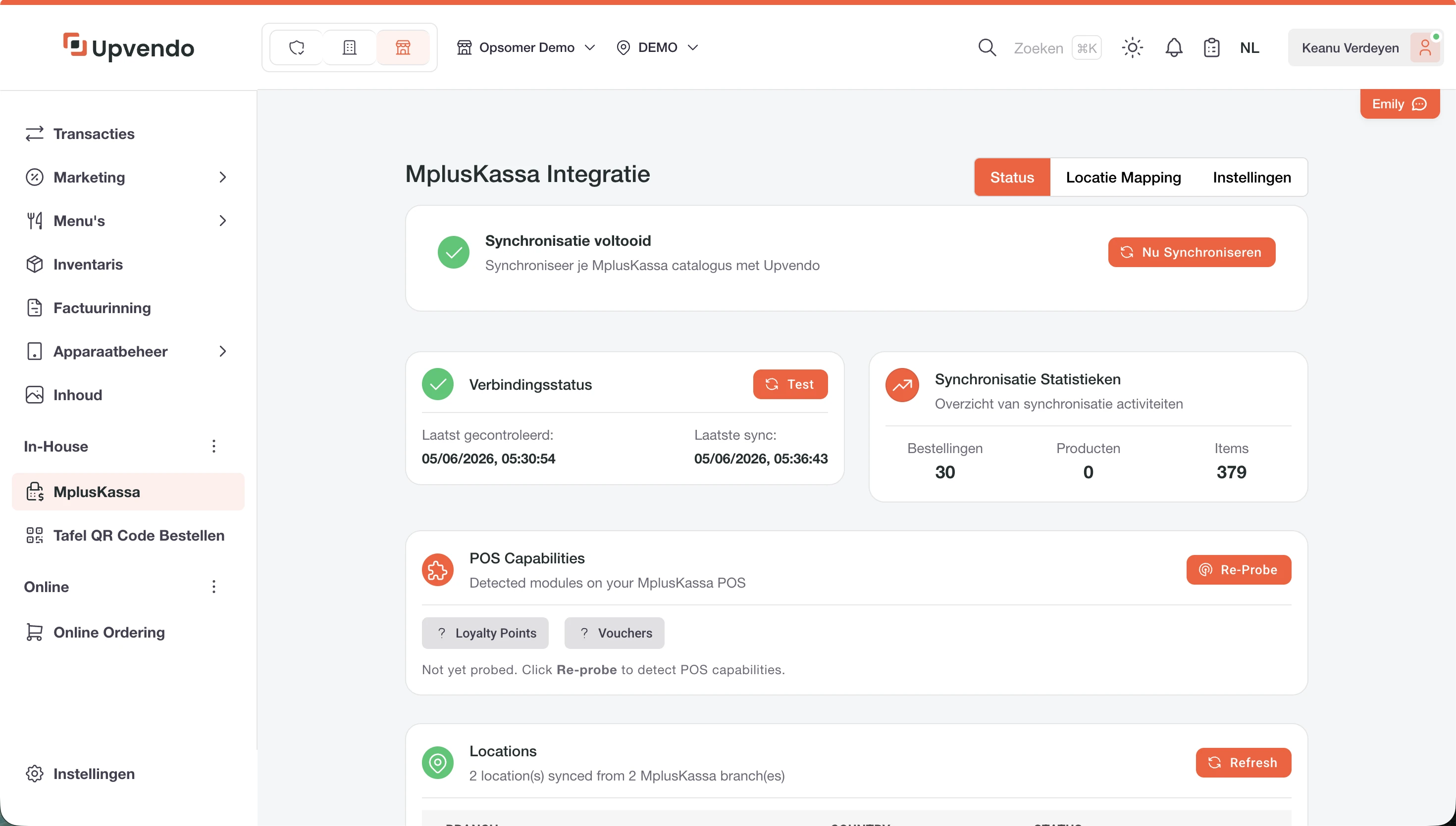 MplusKassa POS-integratie dashboard