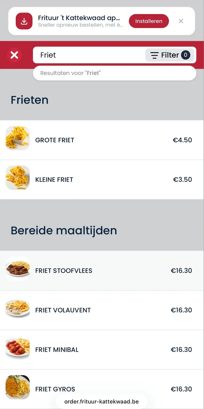 Application mobile de commande avec recherche